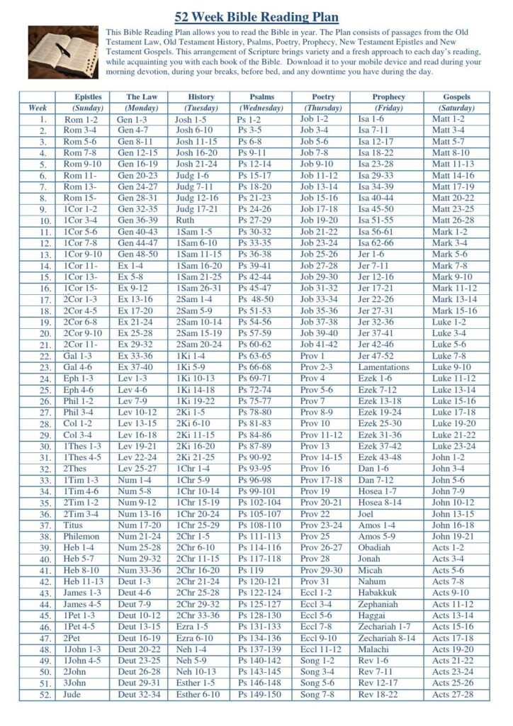 1 Year Bible Reading Plan Printable