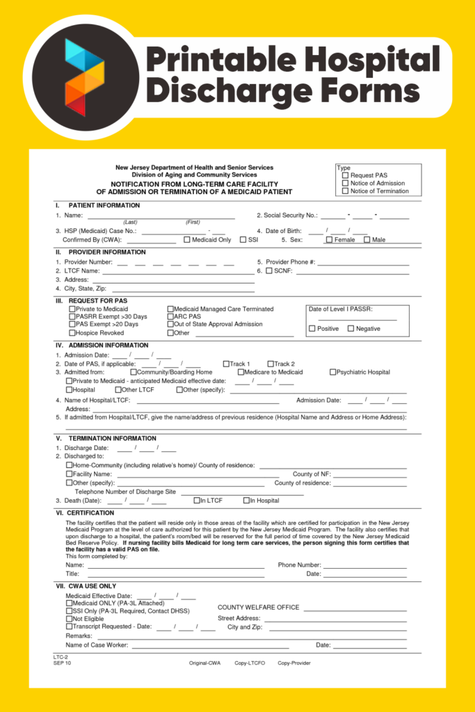 10 Best Free Printable Hospital Discharge Forms PDF For Free At Printablee