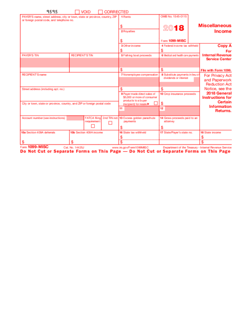 1099 Form Fillable And Printable IRS PDF