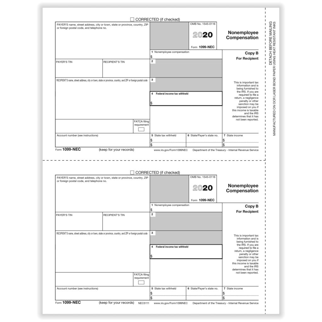 1099 Nec Printable Form Printable Forms Free Online