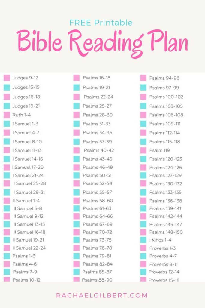 12 Month Bible In A Year Reading Plan Printable