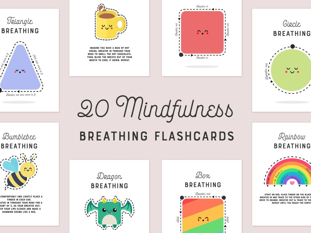 20 Mindfulness Breathing Cards Printable Breathing Exercises Etsy