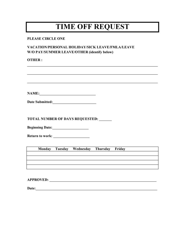 40 Effective Time Off Request Forms Templates Template Lab