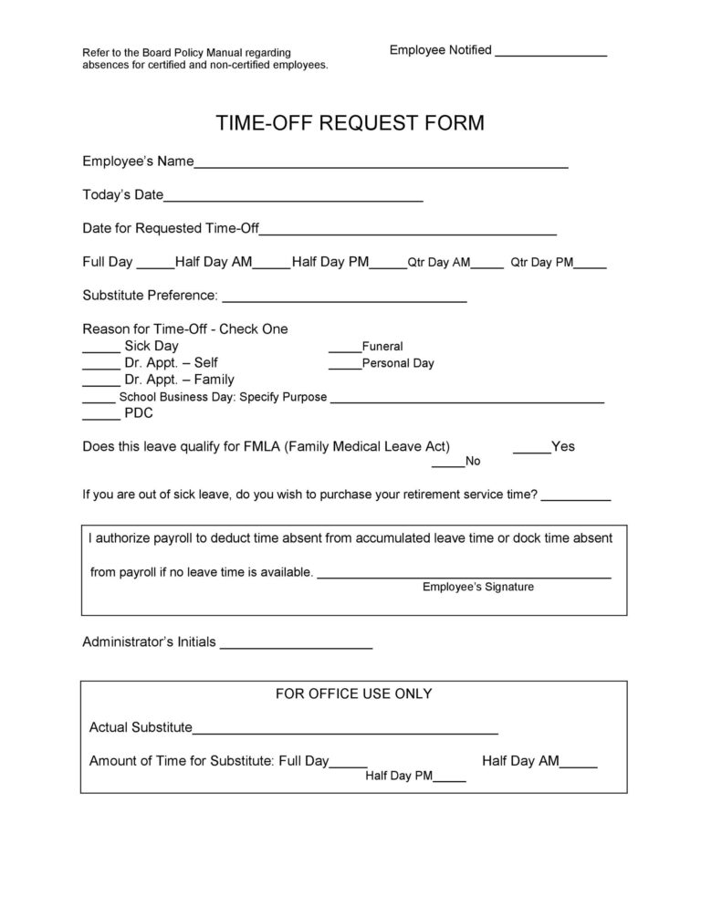 Community Time Off Request Printable Time Off Request Form - We Love Printables