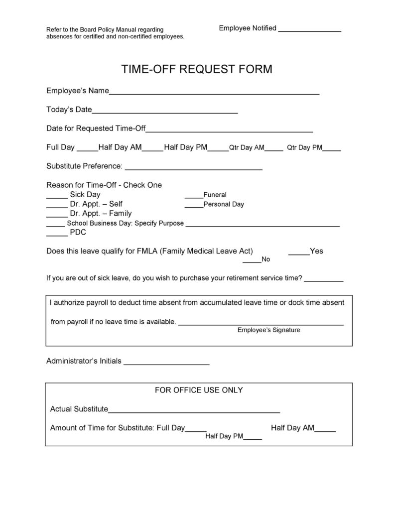 40 Effective Time Off Request Forms Templates TemplateLab