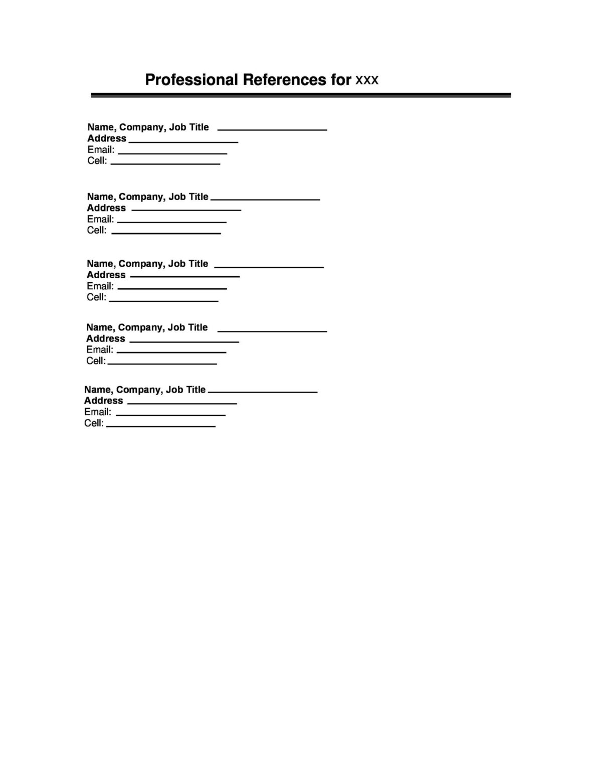 Professional reference form template we love printables