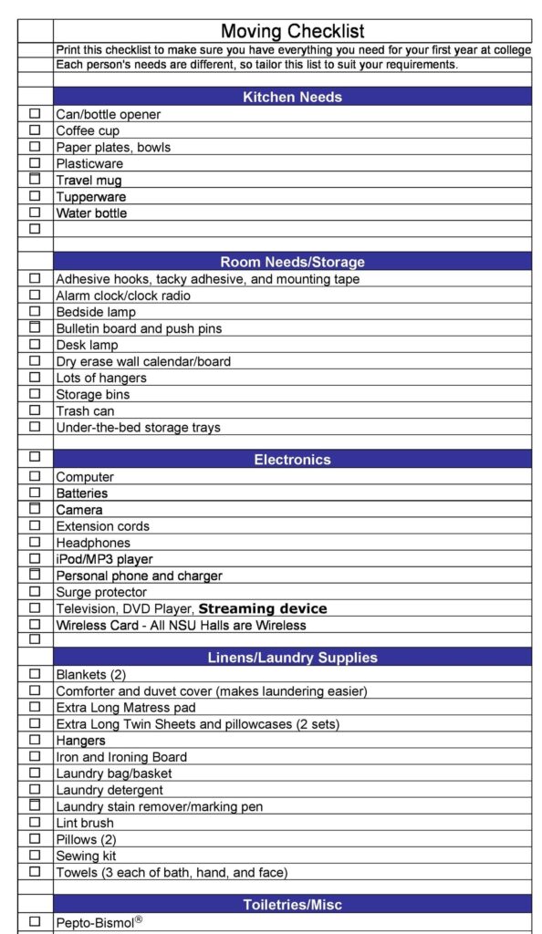 45 Great Moving Checklists Checklist For Moving In Out TemplateLab