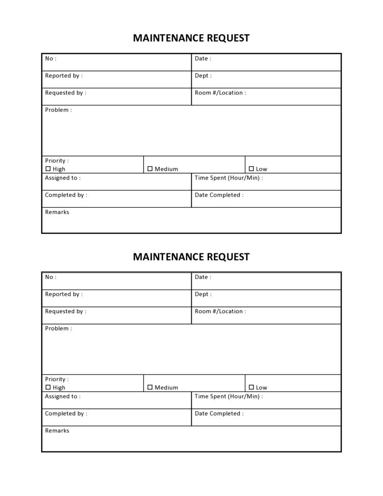 54 Maintenance Request Form Templates Free TemplateLab