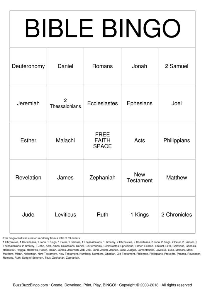 Bible Bingo Free Printables