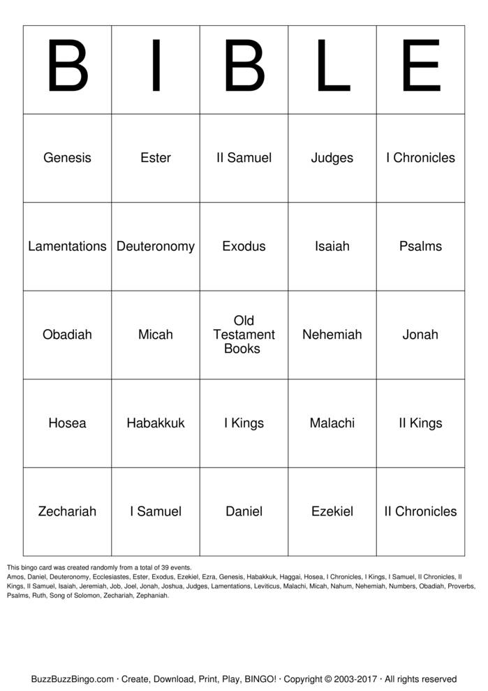 Bible Bingo Printable Pdf