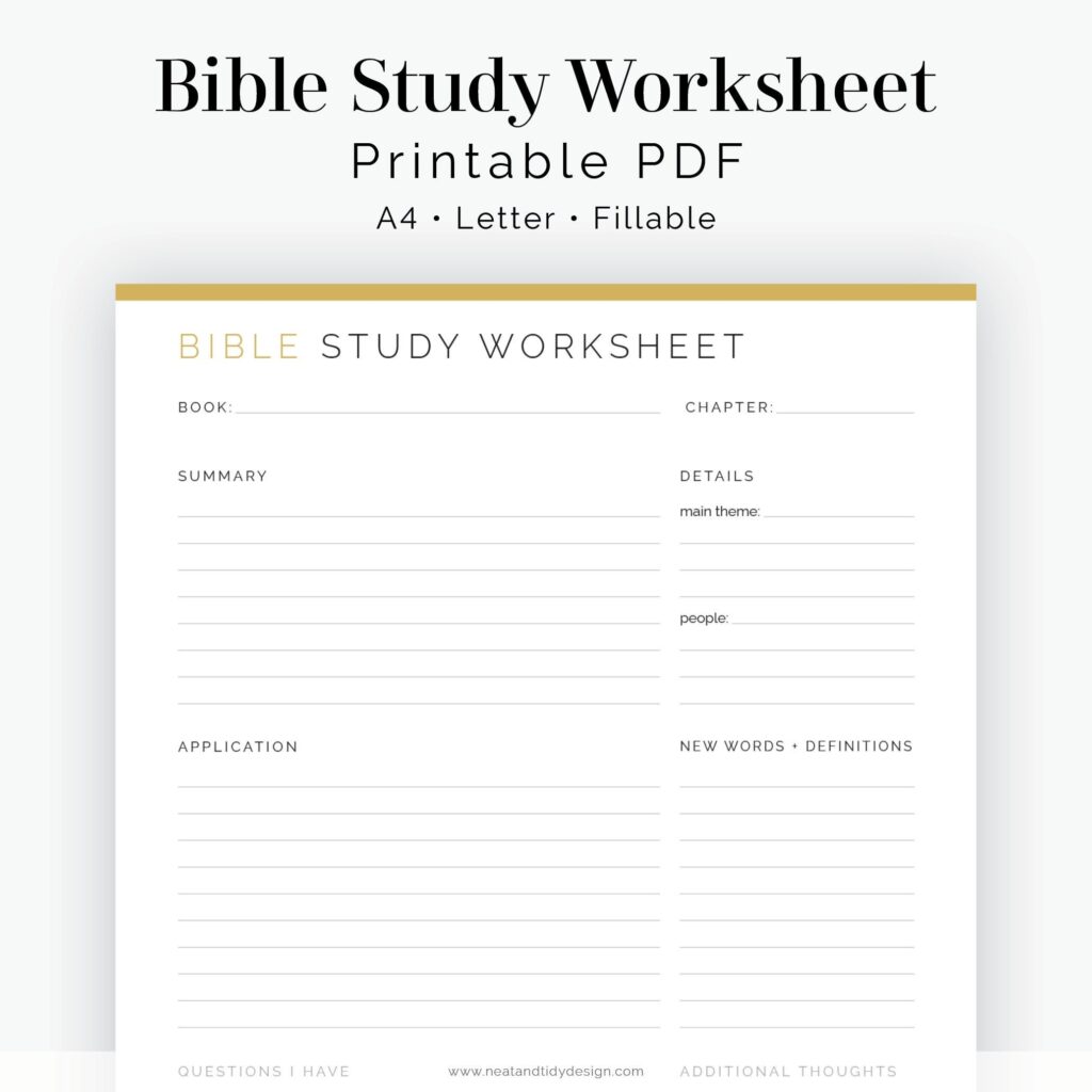 Bible Study Worksheet Fillable Printable PDF Journaling Devotional 