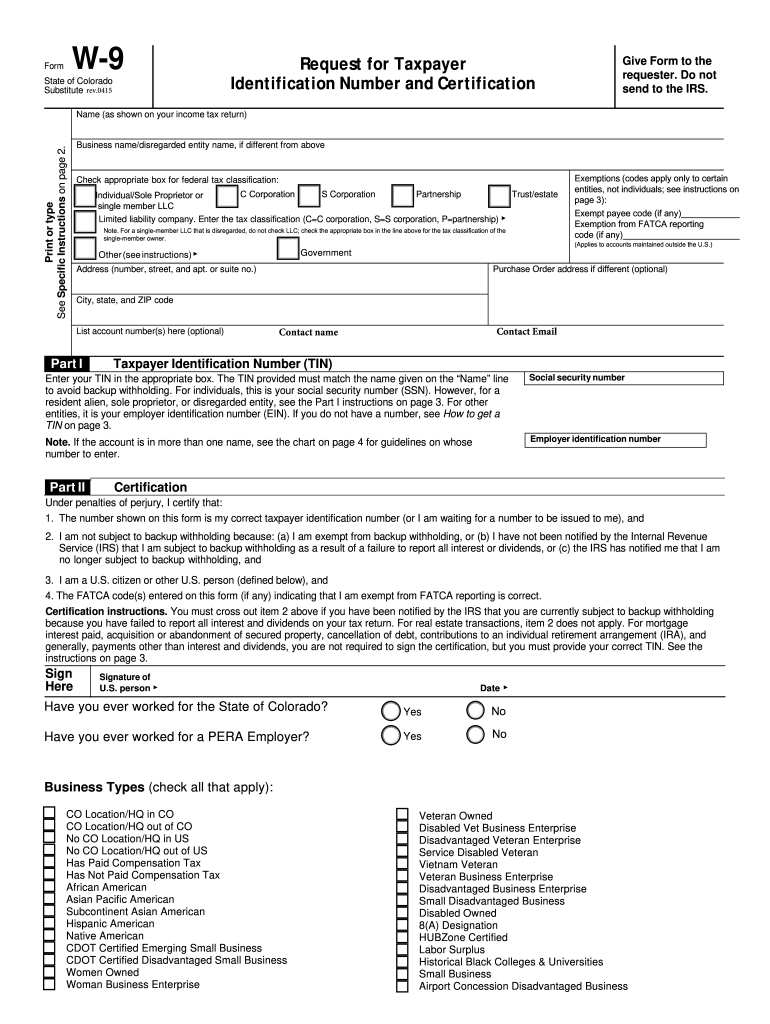 Colorado W9 Form 2023 Printable Forms Free Online