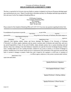Hold Harmless Form Template We Love Printables