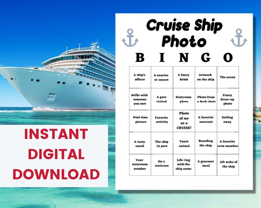 Cruise Ship Bingo Printable Activity For Cruise Groups Etsy