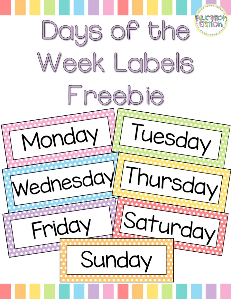 Days Of The Week Labels Free Printable Pdf