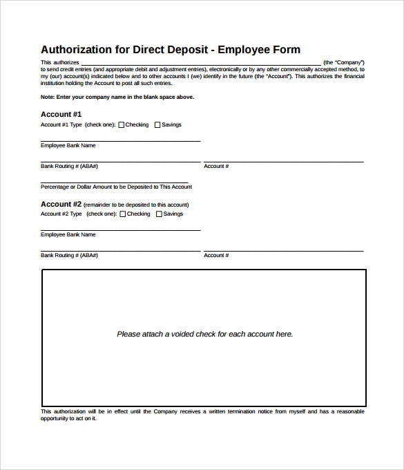 Direct Deposit Authorization Template