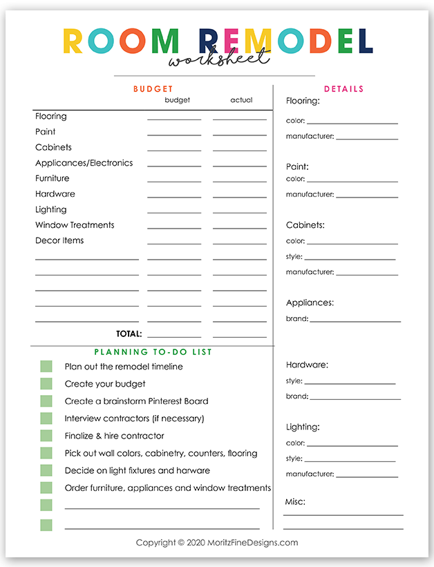 Downloadable Printable Home Renovation Checklist Template Printable