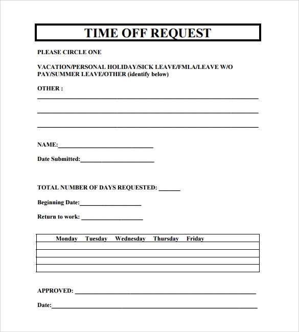 Employee Time Off Request Form Template