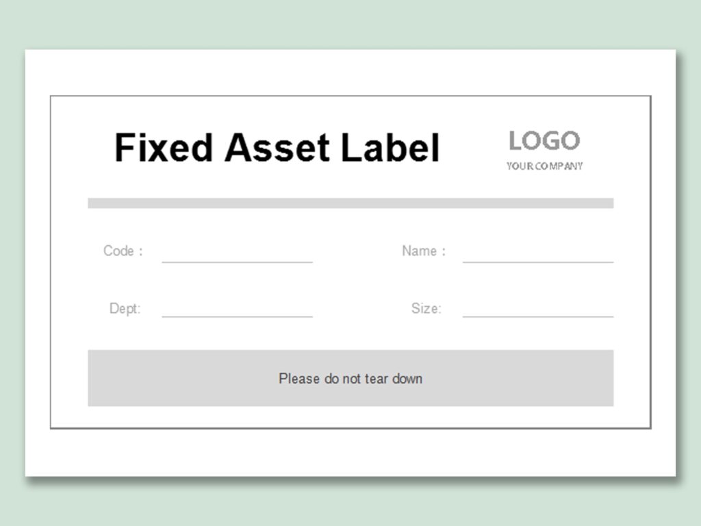 EXCEL Of Black And White Fixed Asset Label xlsx WPS Free Templates