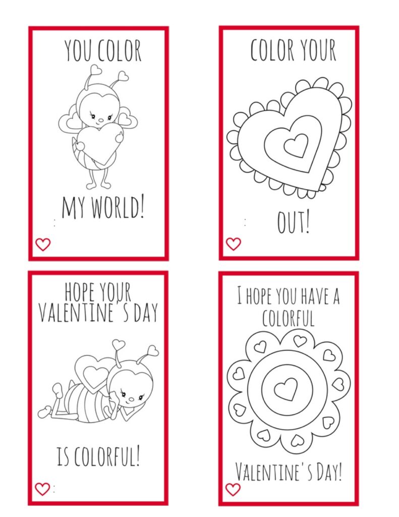 Foldable Free Printable Printable Valentines Day Cards To Color