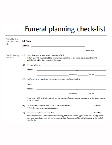 FREE 10 Funeral Planning Checklist Samples In MS Word Google Docs 