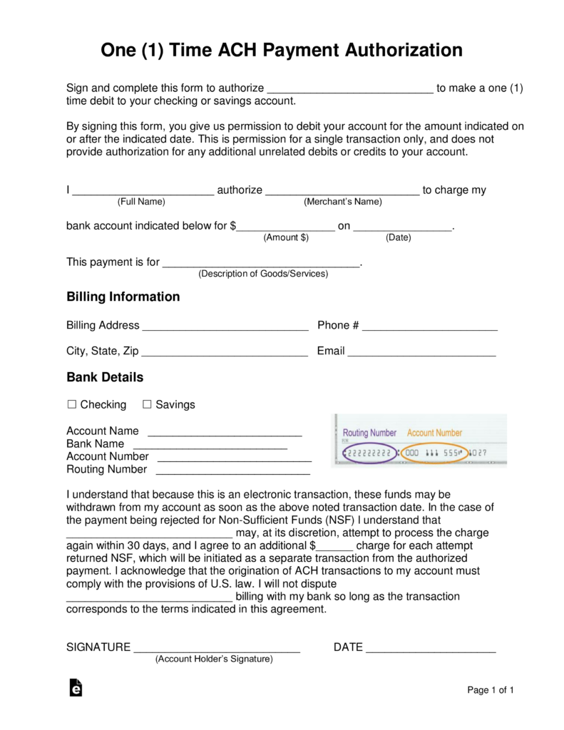 Free Ach Form Template