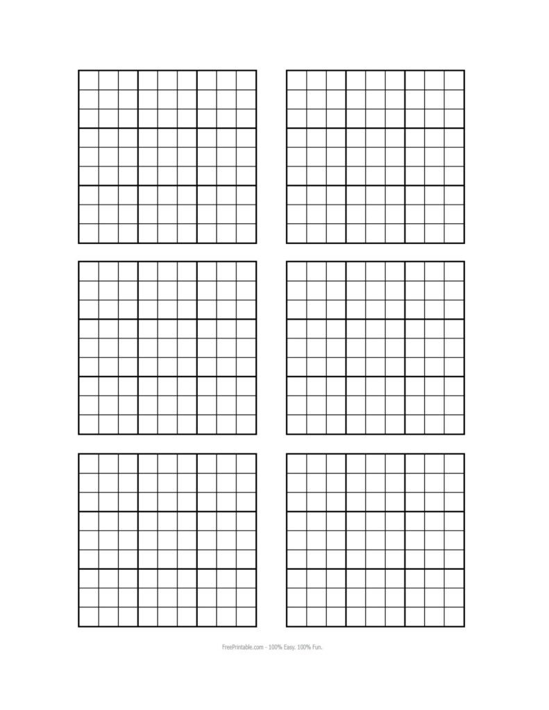 Free Blank Sudoku Printable Sheets Full Page