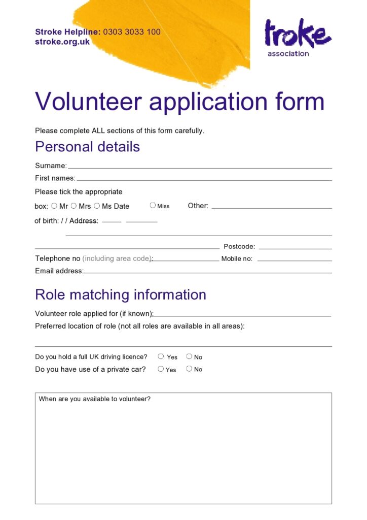 Free Downloadable Templates To Volunteer Forms Tjsno