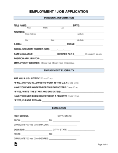 Employment Application Form Free Printable - We Love Printables