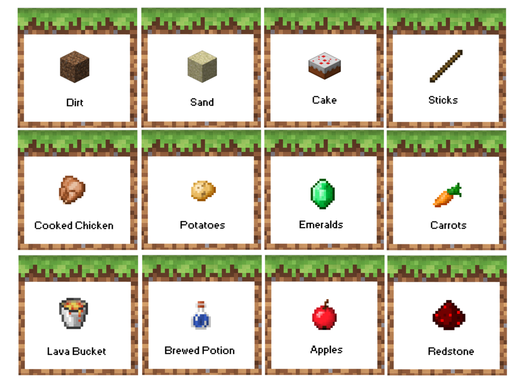 Free Minecraft Food Label Printables