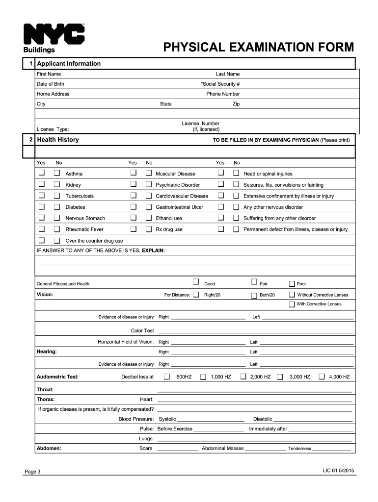 Free Printable Basic Physical Exam Form Pdf