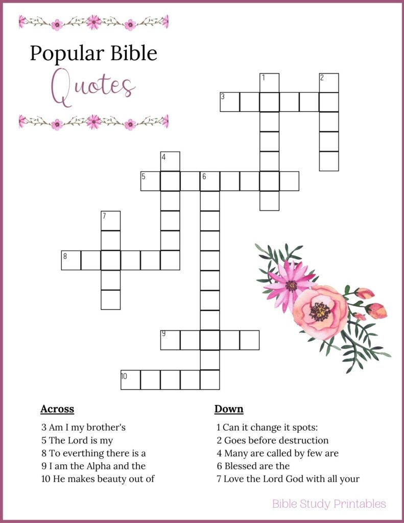 Free Printable Bible Crossword Puzzles