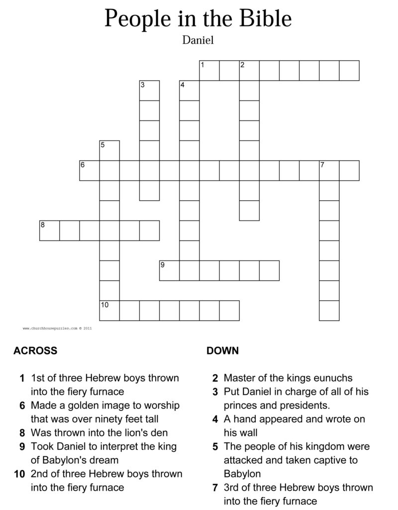 Free Printable Bible Crossword Puzzles