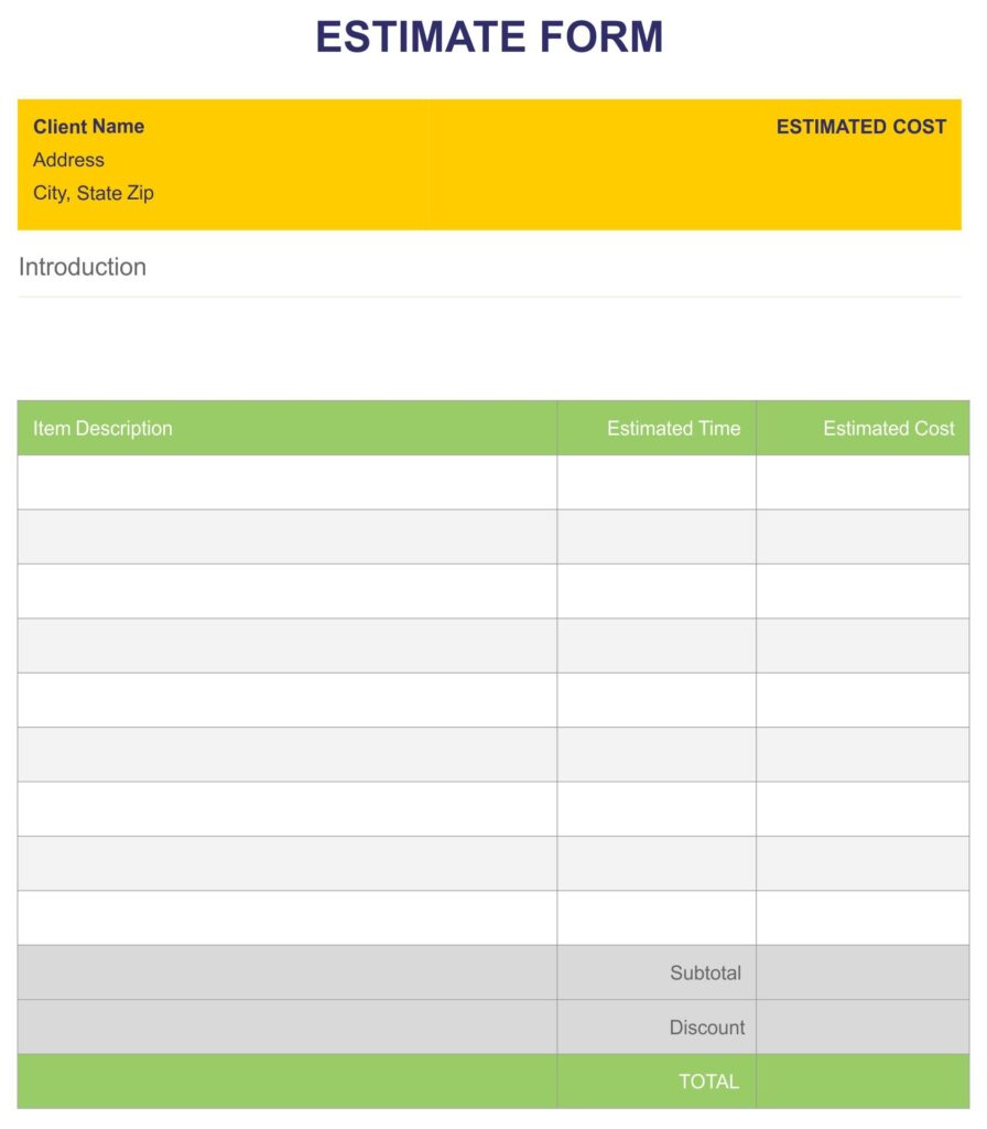 Free Printable Bid Sheets