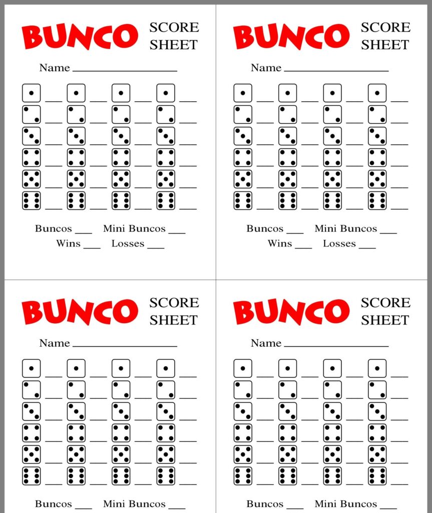 Free Printable Bunco Score Sheet Printable Templates Wonderland