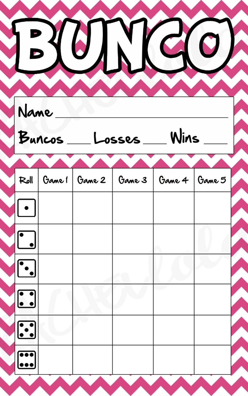 Free Printable Bunco Table Tally Sheets