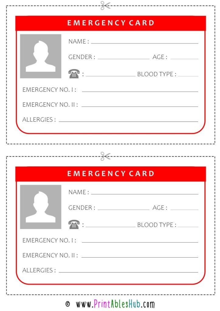 Free Printable Emergency Card Template