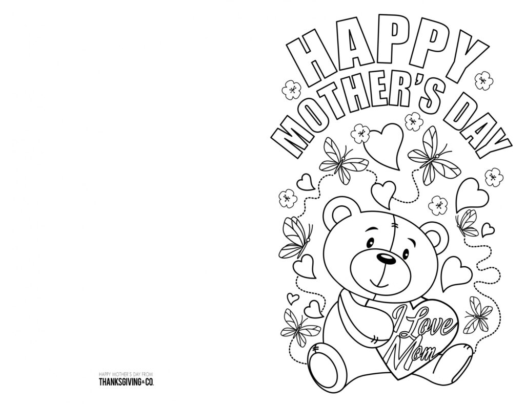 Free Printable Folding Mothers Day Coloring Cards