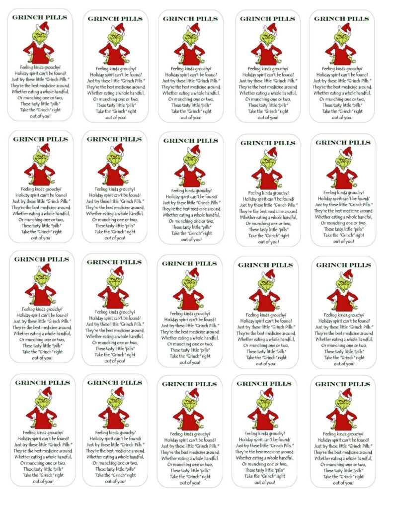 Free Printable Grinch Pills Printable It Would Be Fun To Have Kids 