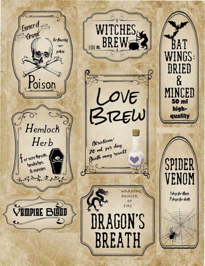 Free Printable Halloween Apothecary Labels 16 Designs Plus Blanks 