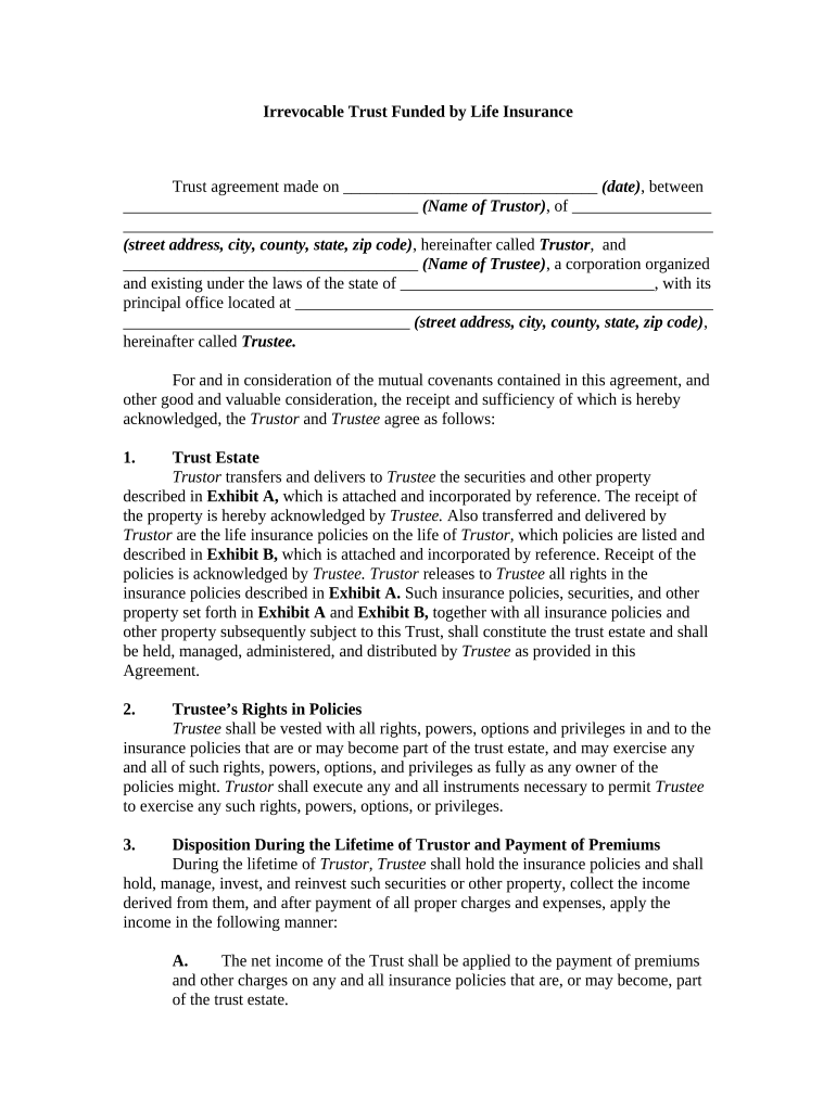 Free Printable Irrevocable Trust Form Printable Forms Free Online