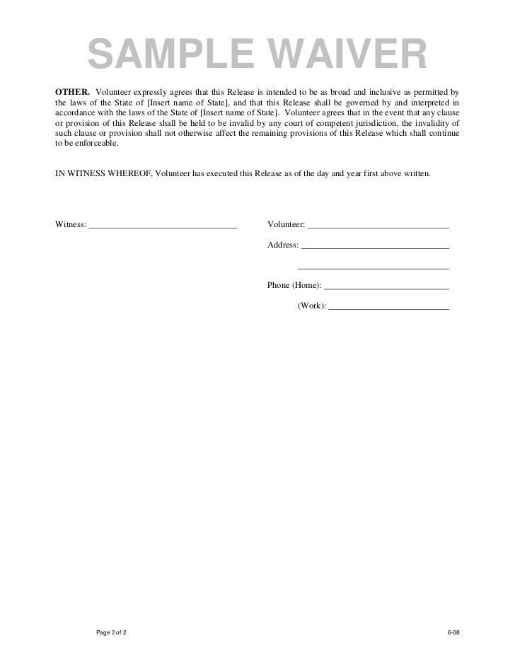 Free Printable Liability Waiver Form Template Form GENERIC