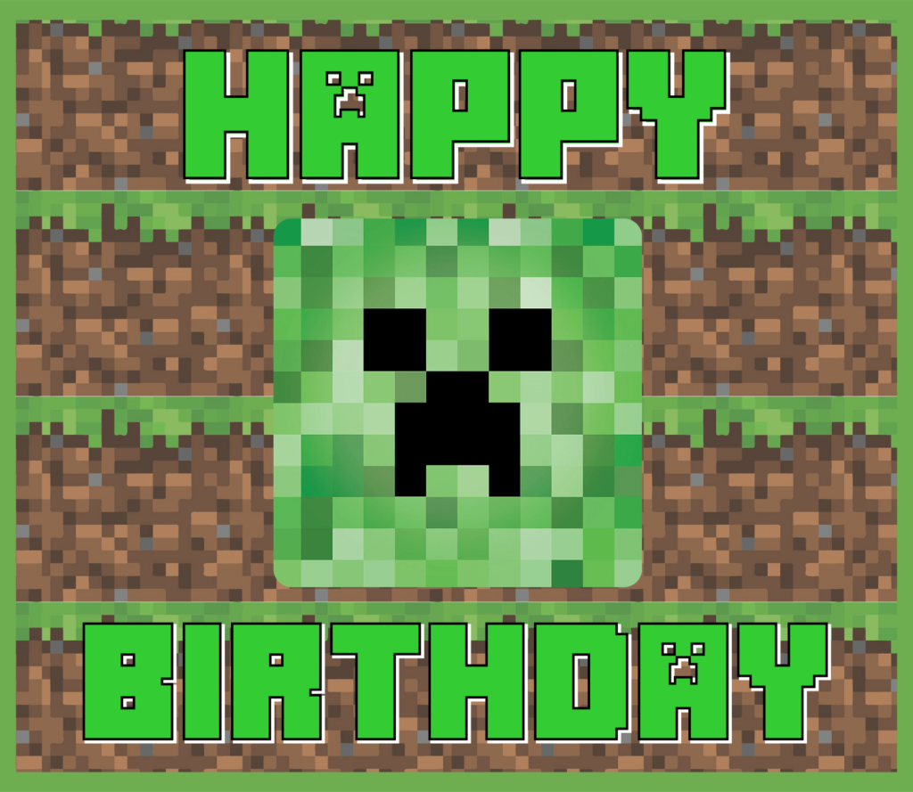 Free Printable Minecraft Birthday Card