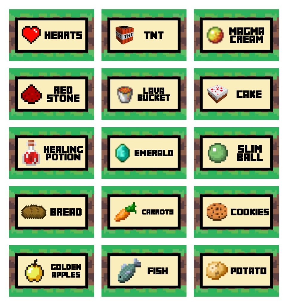 Free Printable Minecraft Food Tent Labels Image To U