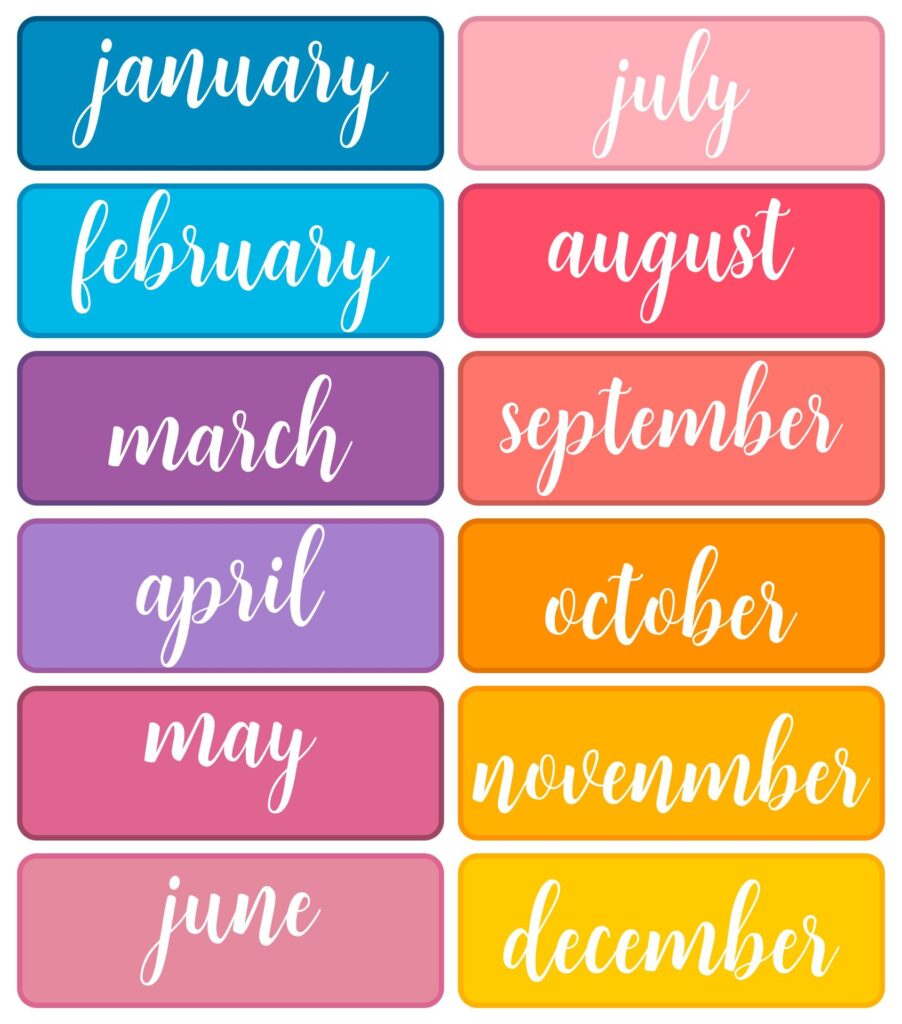 Free Printable Months Of The Year Labels