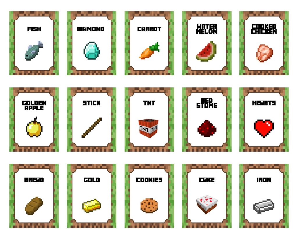 Free Printable Play Food Minecraft Food Labels