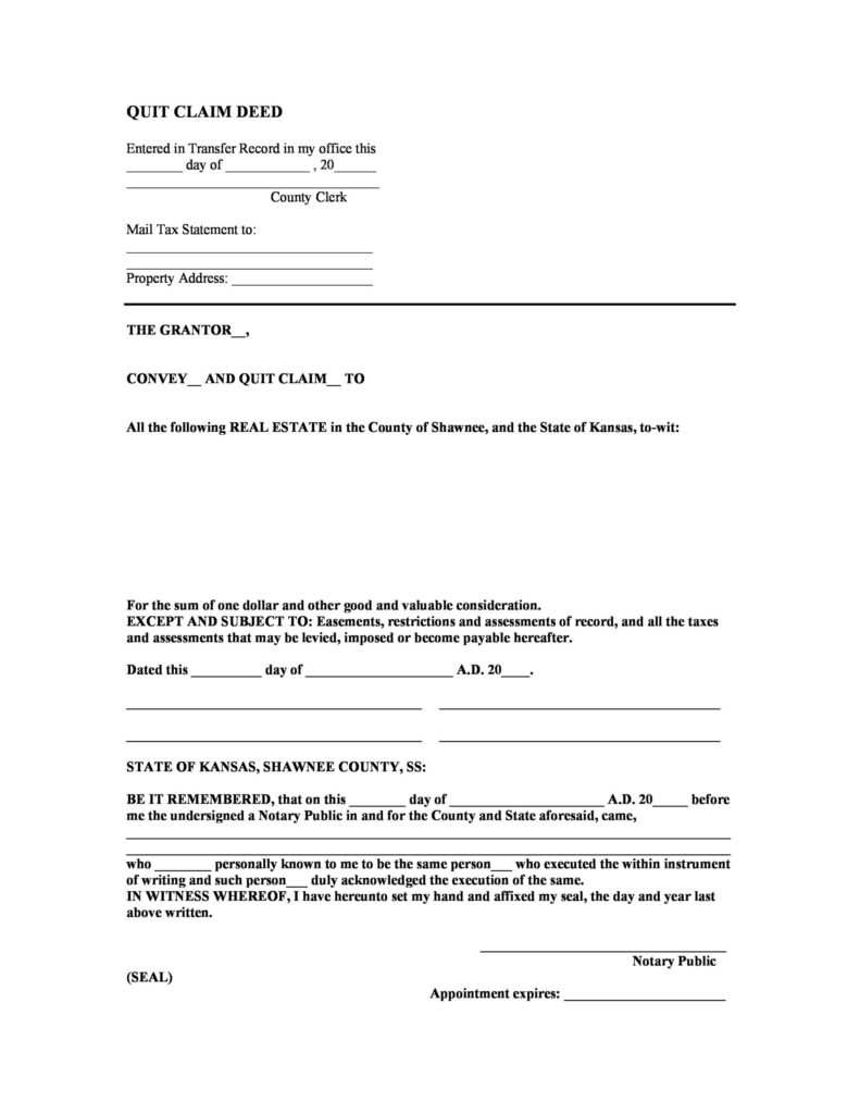 Free Printable Quit Claim Form Printable Forms Free Online