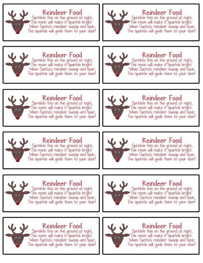 Free Printable Reindeer Food Labels Francesco Printable