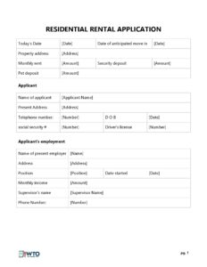 Printable Rental Application Form - We Love Printables