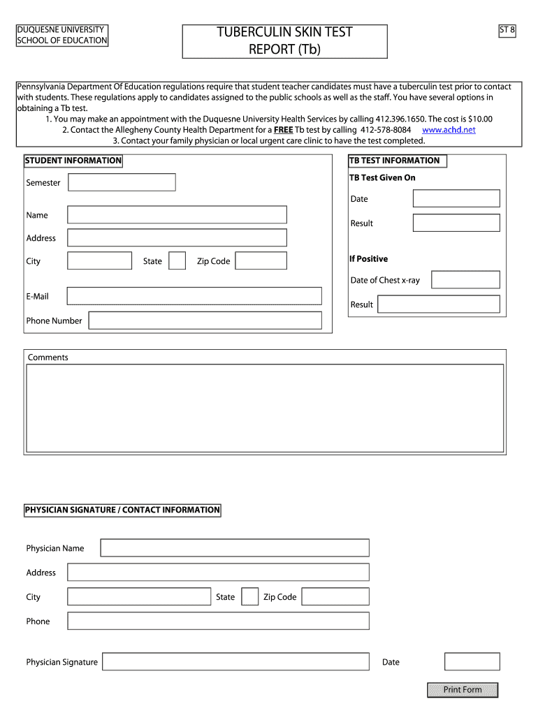 Free Printable Tb Test Form Fill Out Sign Online DocHub